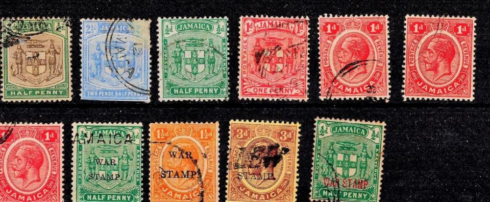 Lot 249: 1903/1920 Jamaica 11 Stamps On Stockcard. Est.