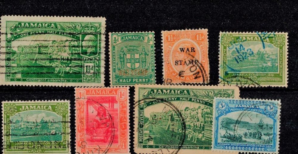 Lot 250: 1921 Jamaica 8 Stamps On Stockcard. Est.