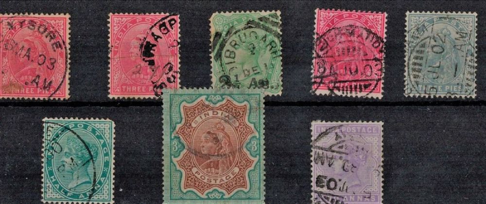 Lot 260: India Pre 1900 8 Stamps On Stockcard. Est.