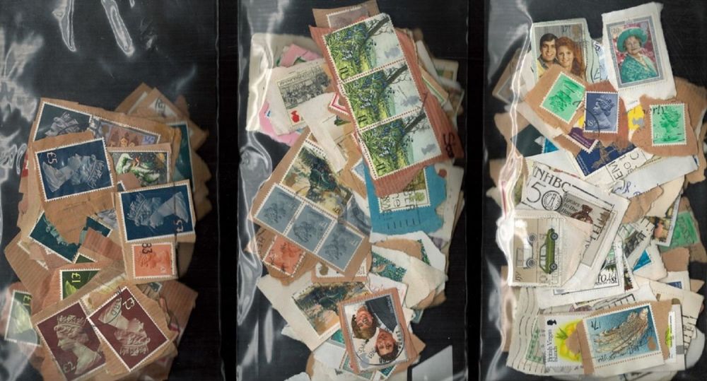 Lot 267: Stamps On Paper 6 Bags GB Definitives ,...