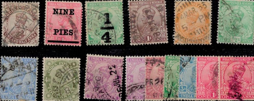 Lot 282: India 1919/1926 15 Stamps On Stockcard. Est.