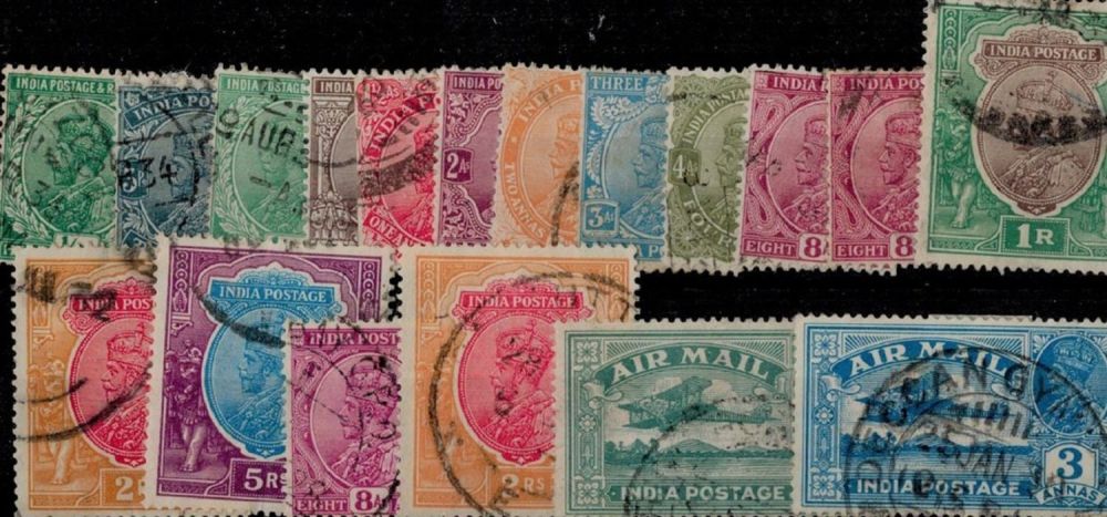 Lot 283: India 1926/1929 18 Stamps On Stockcard. Est.