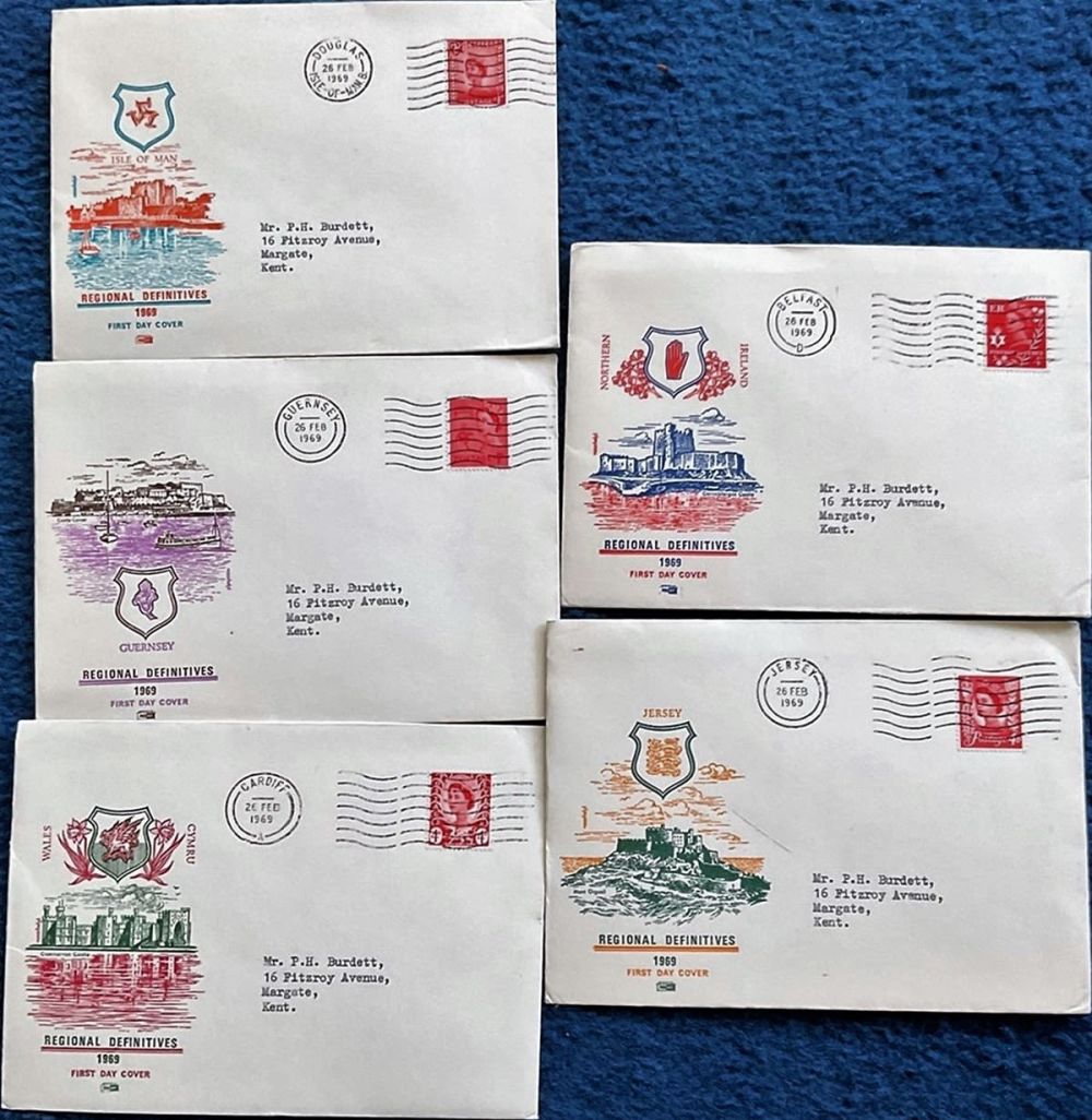 Lot 300: 5 Regional Definitives FDC with Early Stamps and...