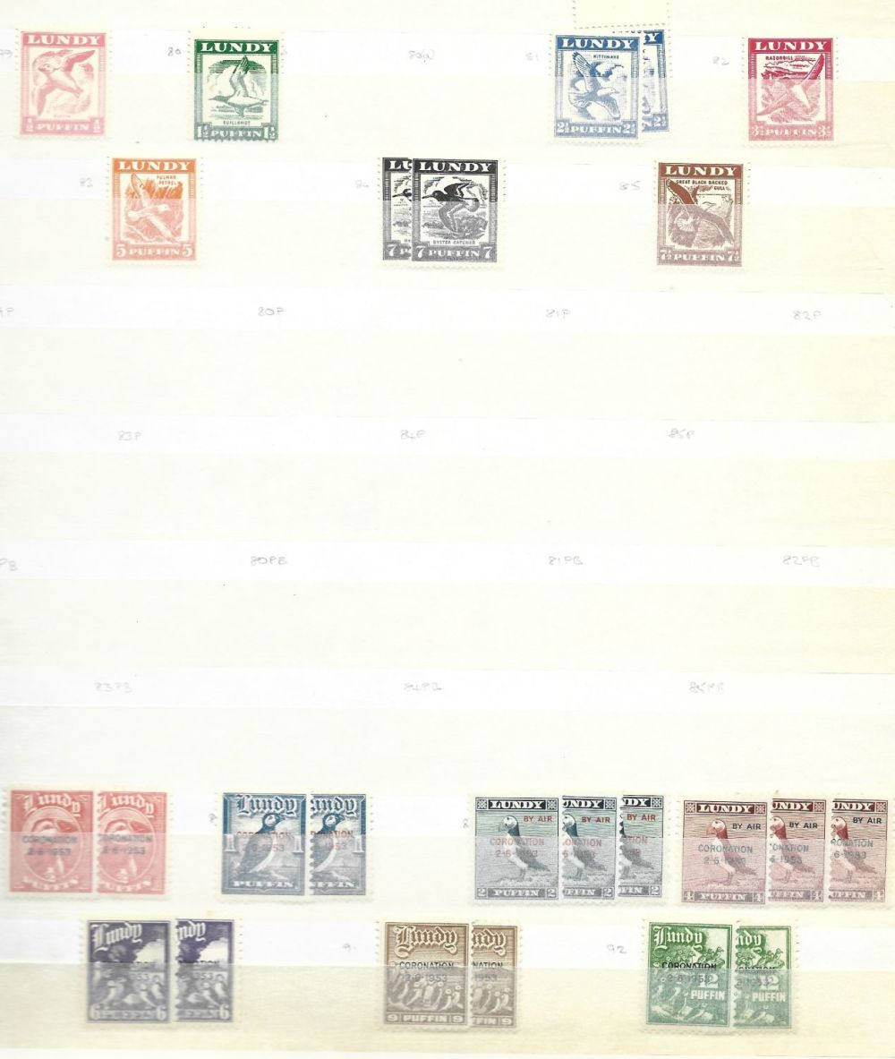 Lot 367: Lundy stamp collection in green large stockbook. Mainly...