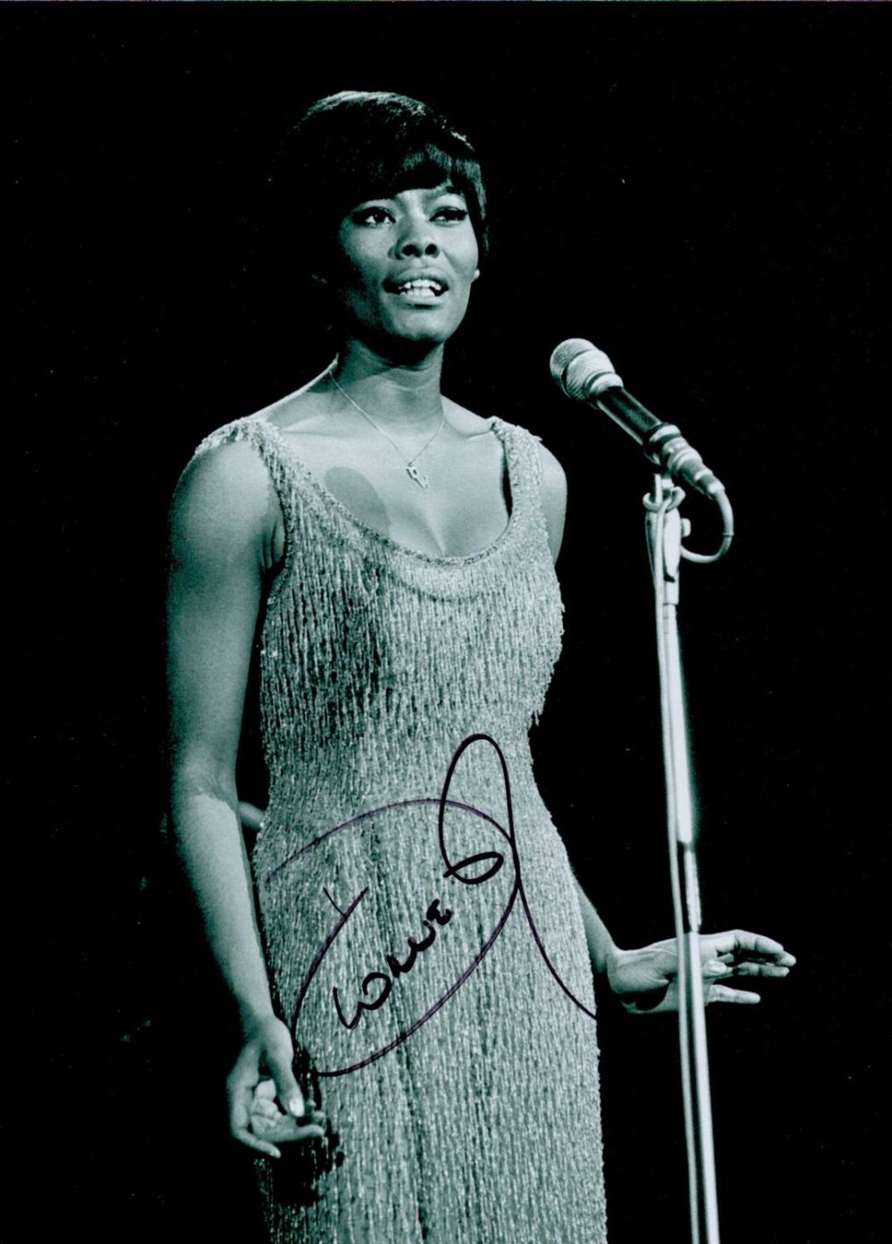 Lot 57: Dionne Warwick signed 8x6 vintage black and white...