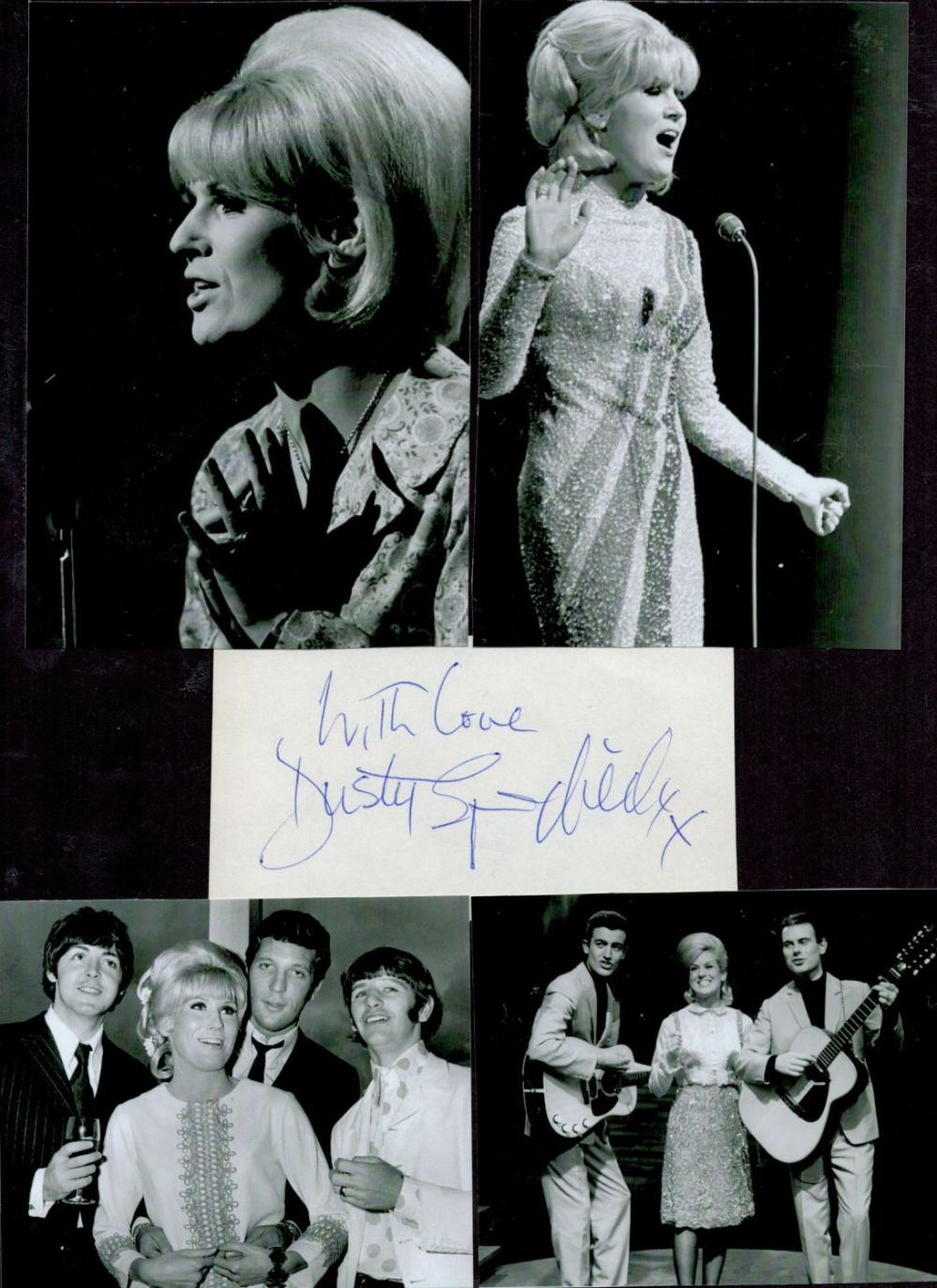 Lot 74: Dusty Springfield 12x8 overall mounted signature piece includes...