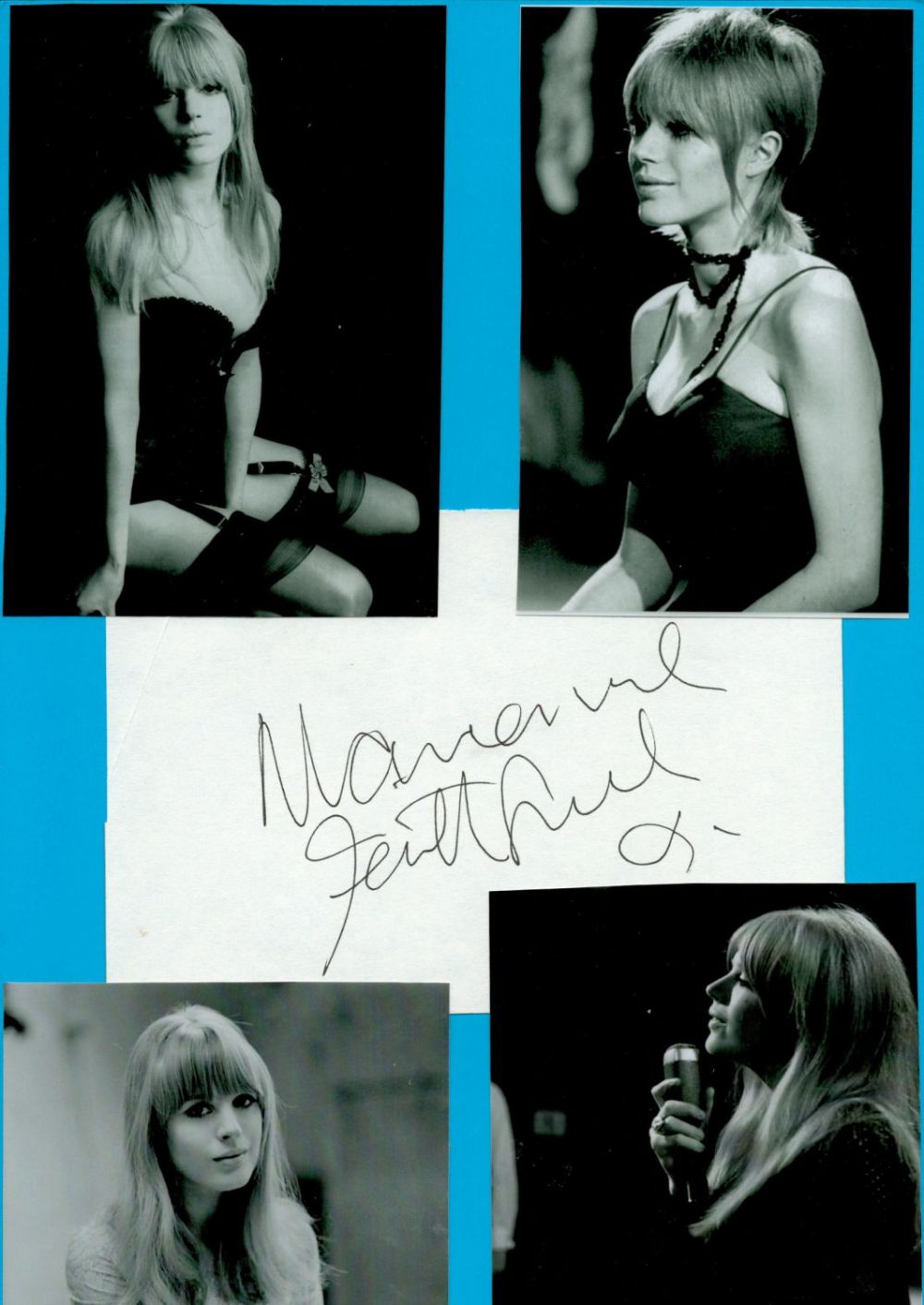 Lot 88: Marianne Faithfull 12x8 mounted signature piece includes signed...