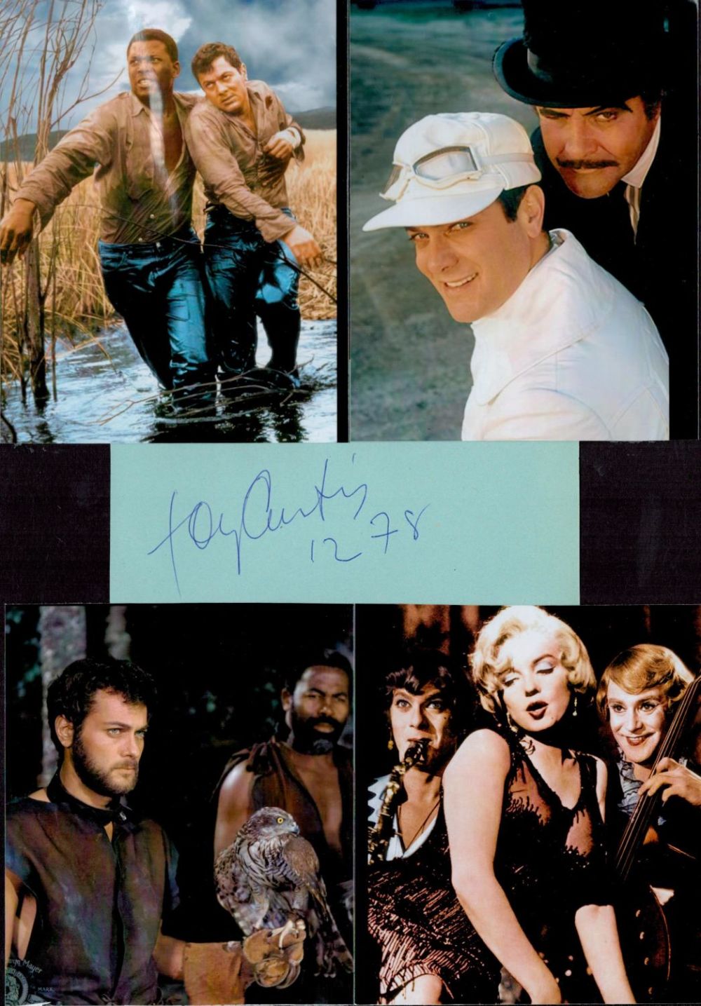 Lot 97: Tony Curtis 12x8 mounted signature piece includes signed...