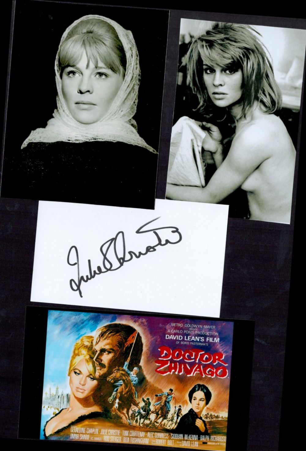 Lot 100: Julie Christie 12x8 mounted signature piece includes signed...