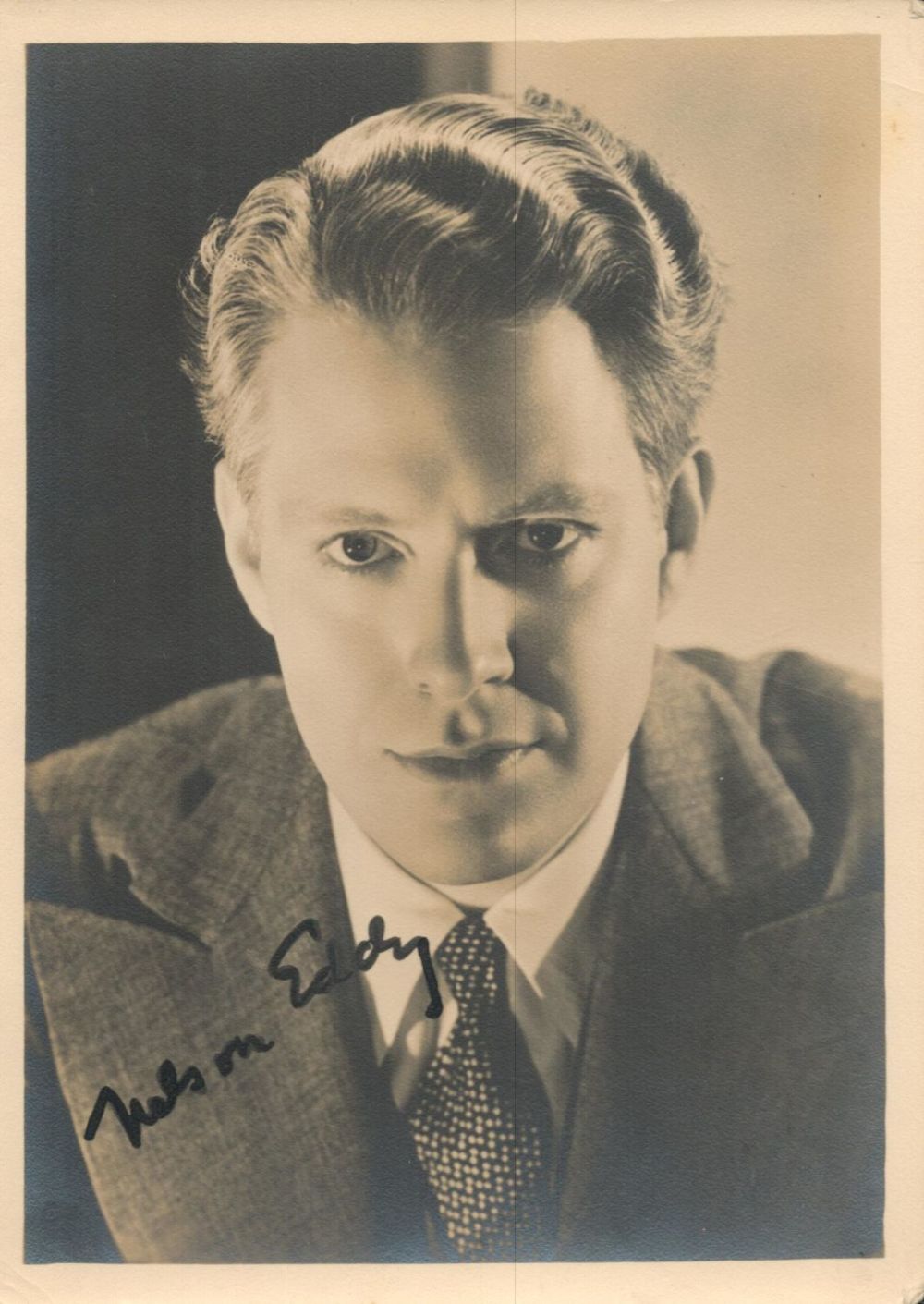 Lot 214: Nelson Eddy signed 7x5 vintage sepia photo with...