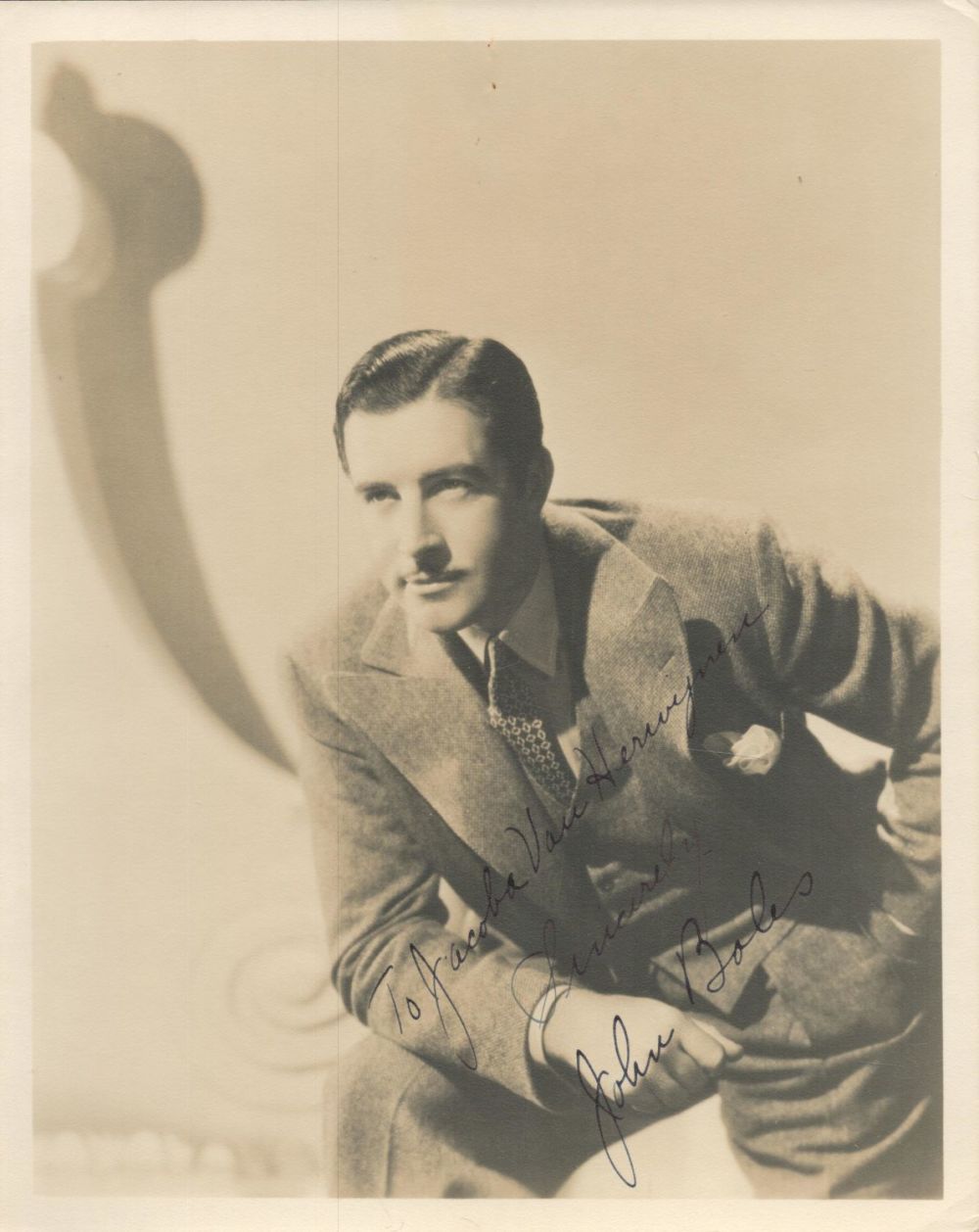 Lot 219: John Boles signed 10x8 vintage sepia photo dedicated...