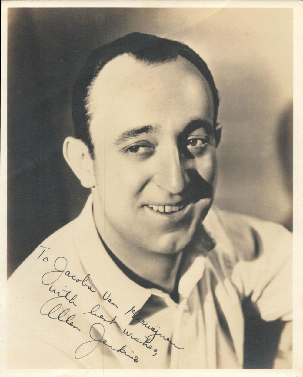 Lot 220: Allen Jenkins signed 10x8 sepia vintage photo dedicated...
