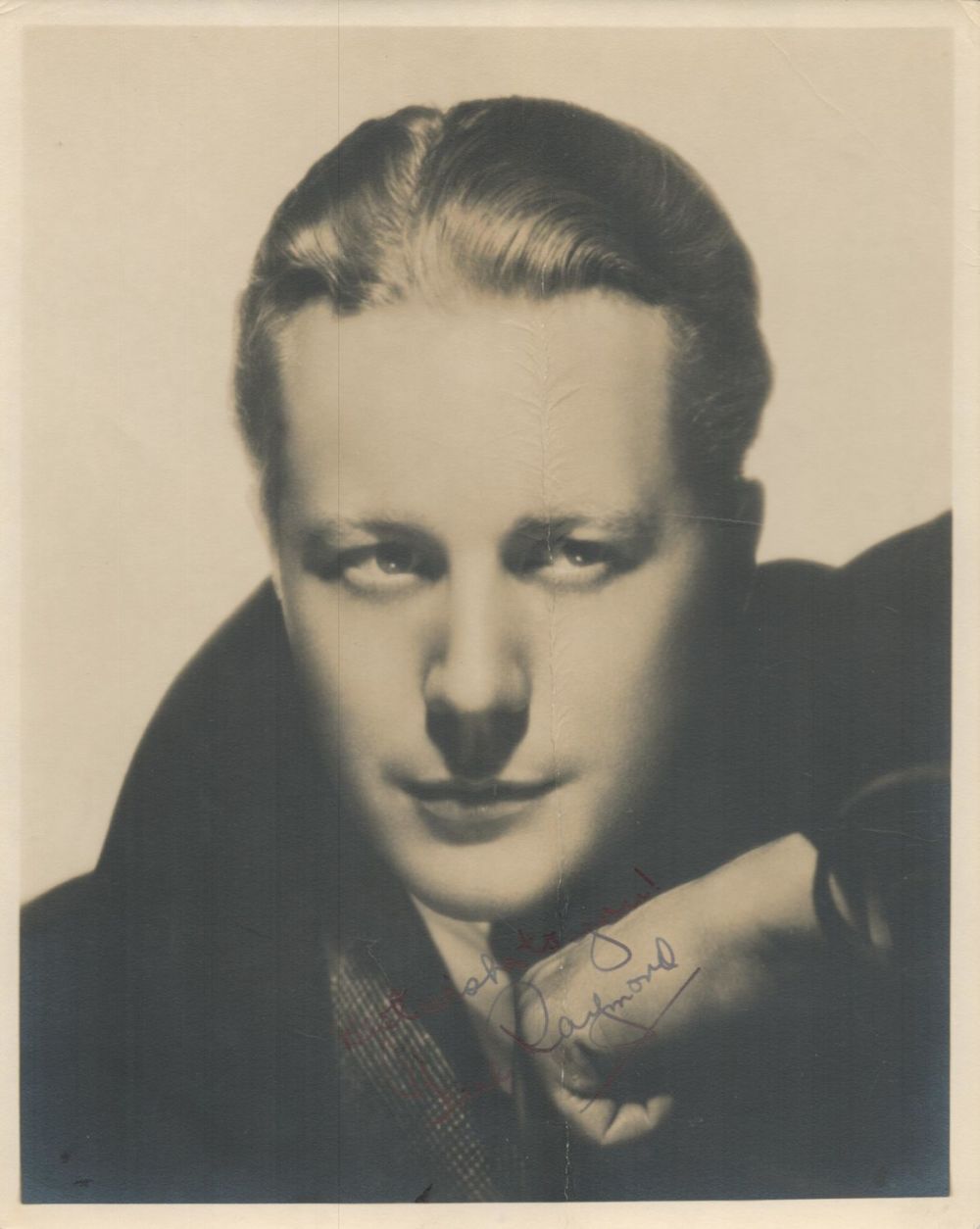 Lot 223: Gene Raymond signed 10x8 vintage sepia photo crease...
