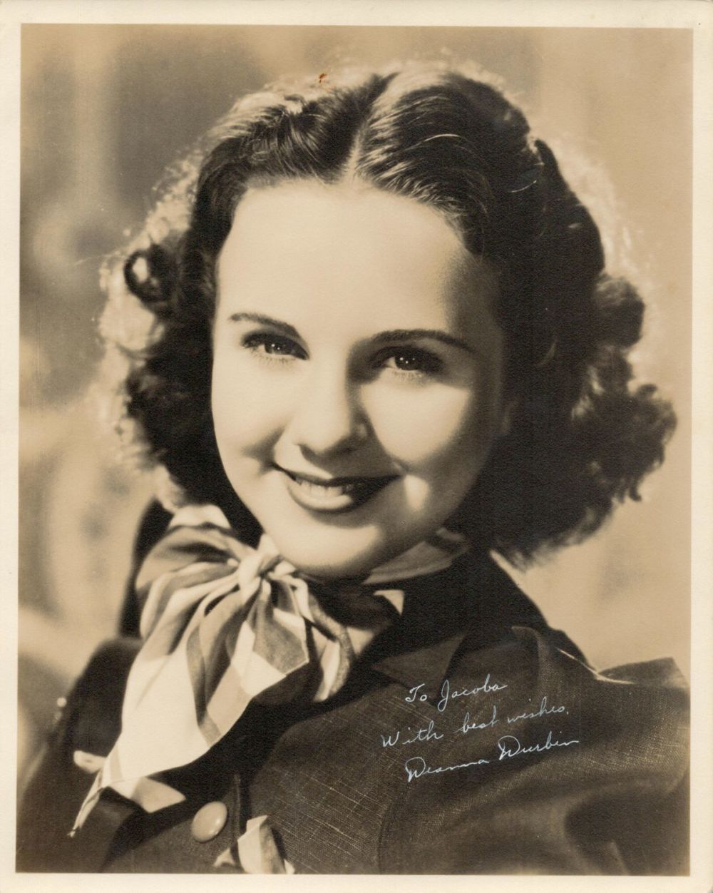 Lot 253: Deanna Durbin signed 10x8 sepia vintage photo comes...