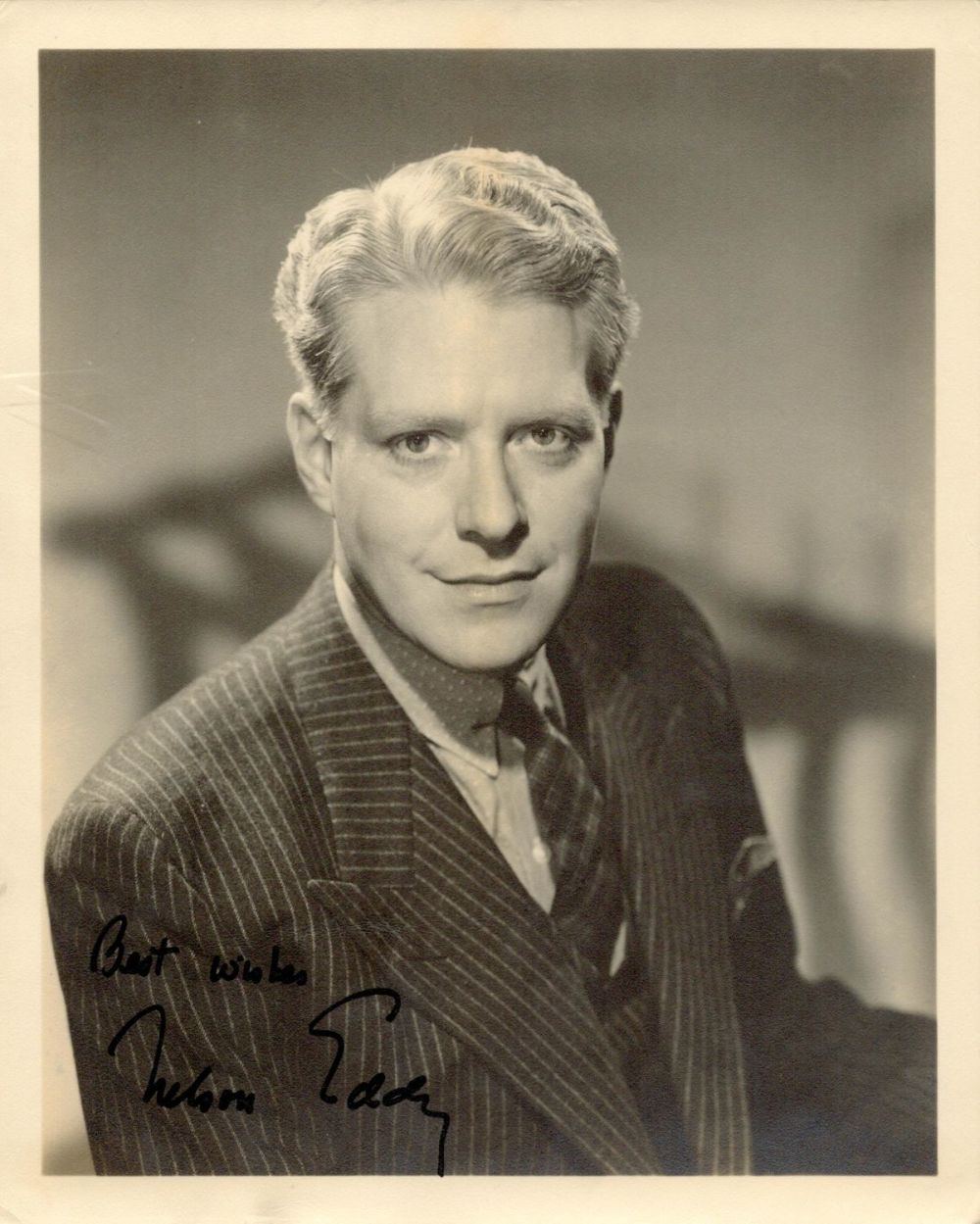 Lot 257: Nelson Eddy signed 10x8 vintage black and white...