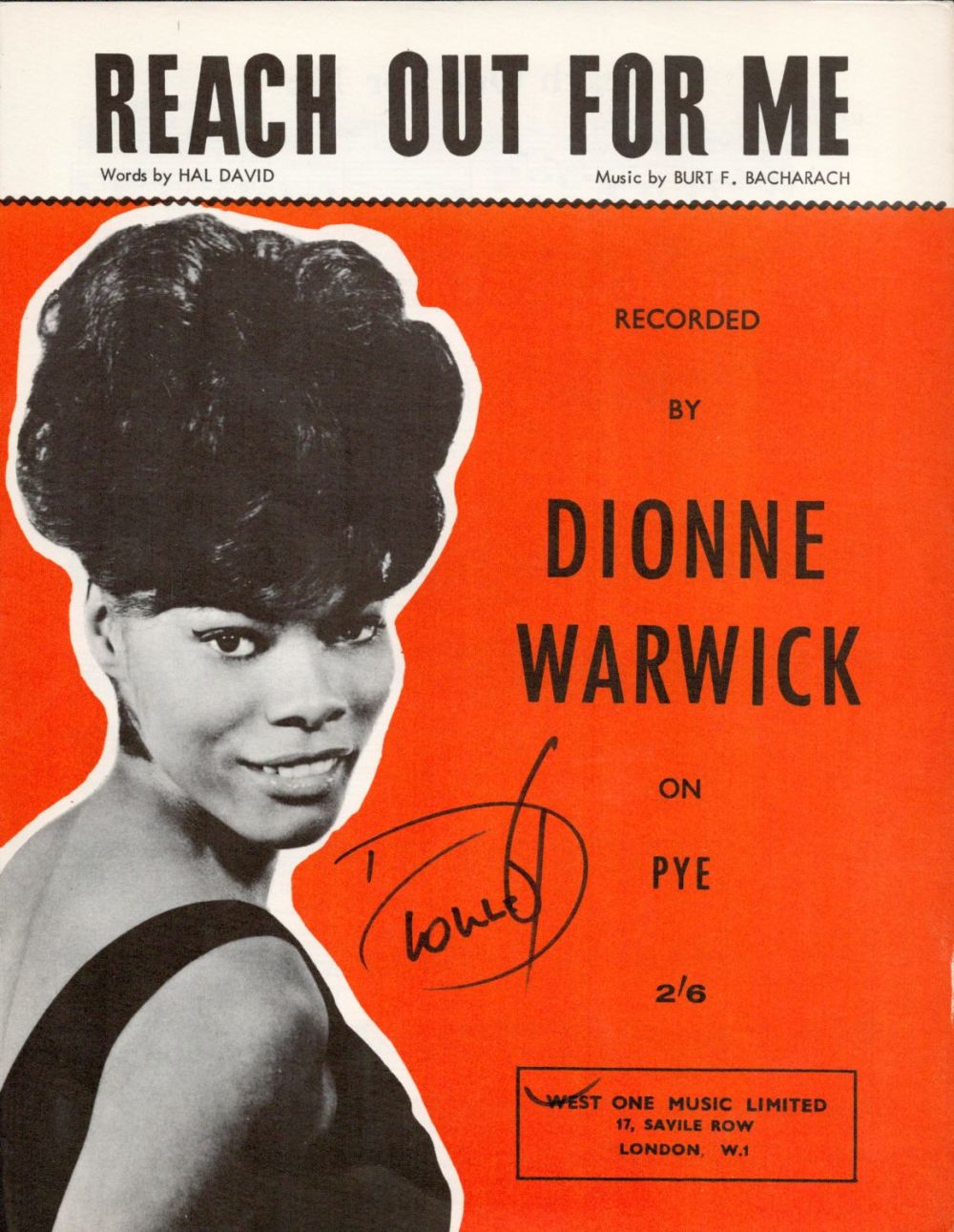 Lot 278: Dionne Warwick signed Reach Out For Me vintage...