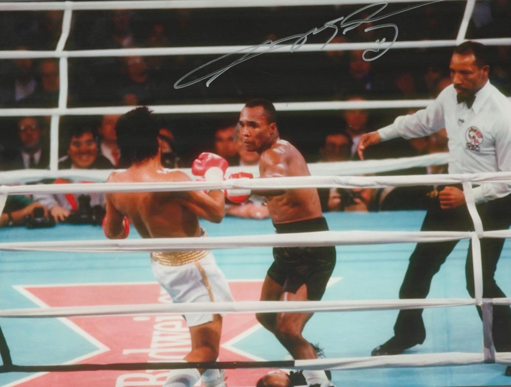 Lot 287: Boxing Sugar Ray Leonard signed 16x12 colour photo...