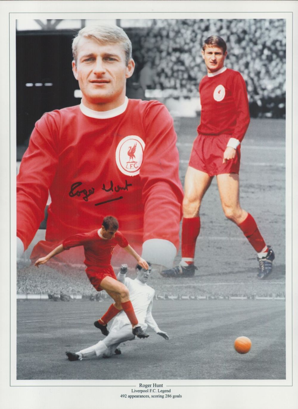 Lot 298: Football Roger Hunt signed Liverpool legend 16x12 colourised...