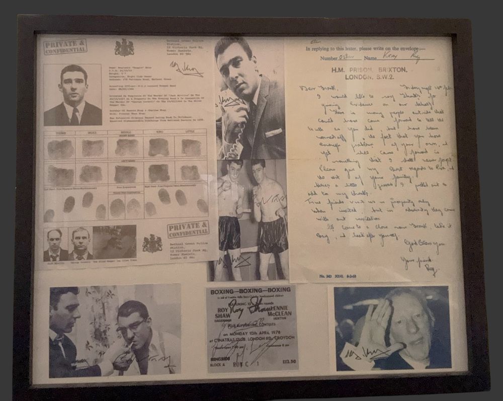 Lot 167: The Kray Twins mounted display, hand written letter...