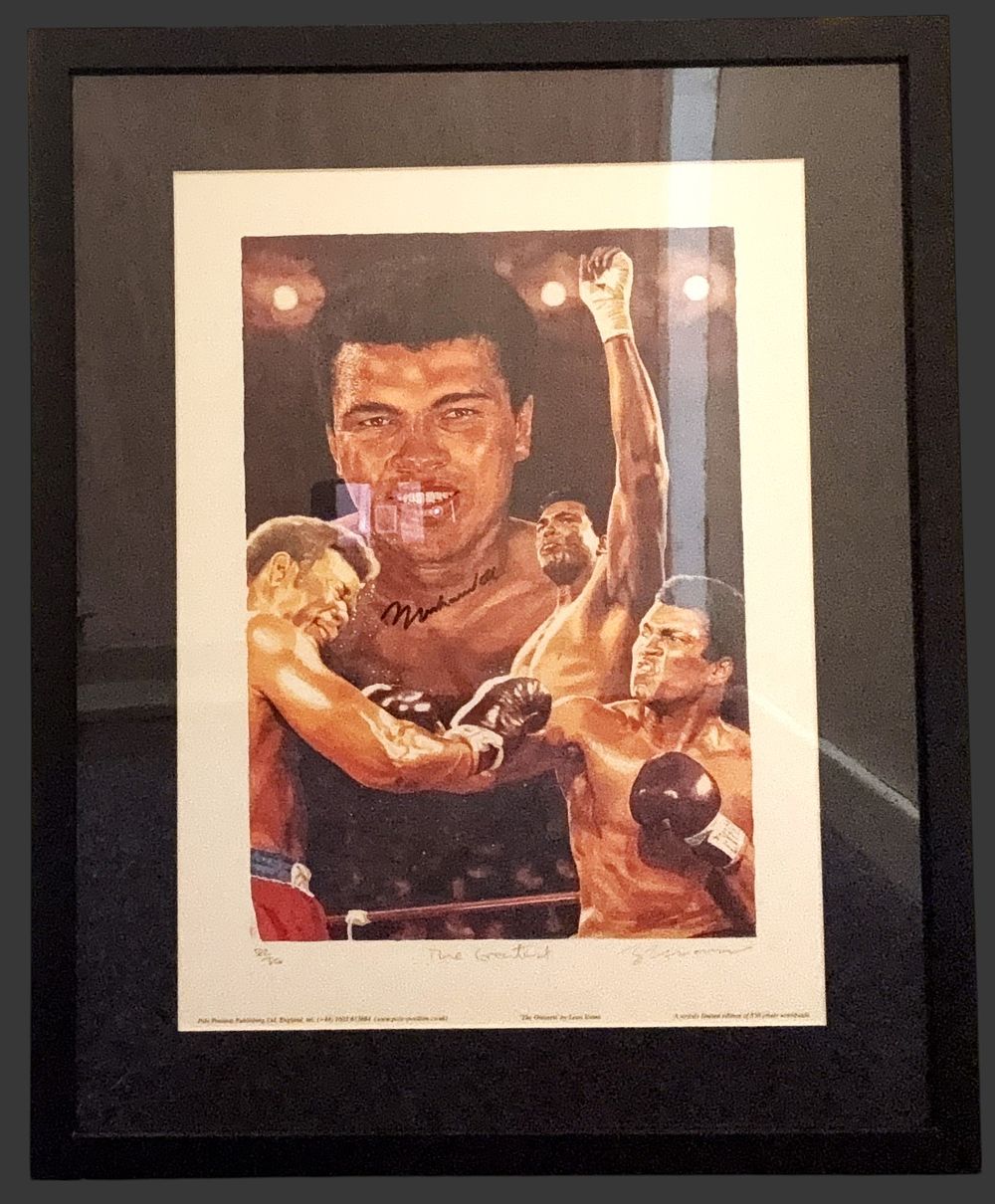 Lot 170: Muhammad Ali signed Print also signed by artist...