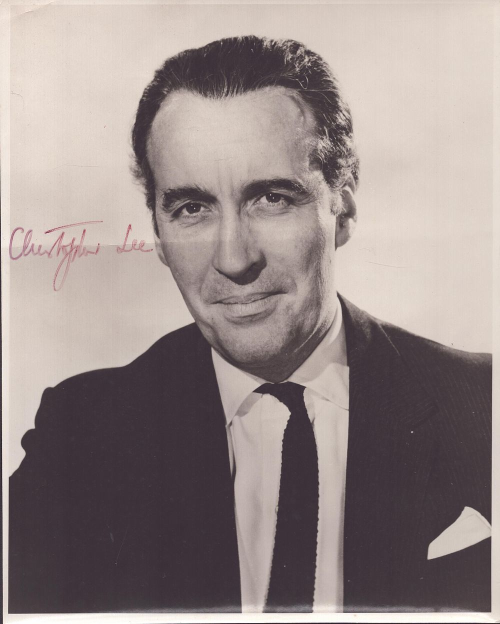 Lot 191: Christopher Lee hand signed 1967 photo. A hand...