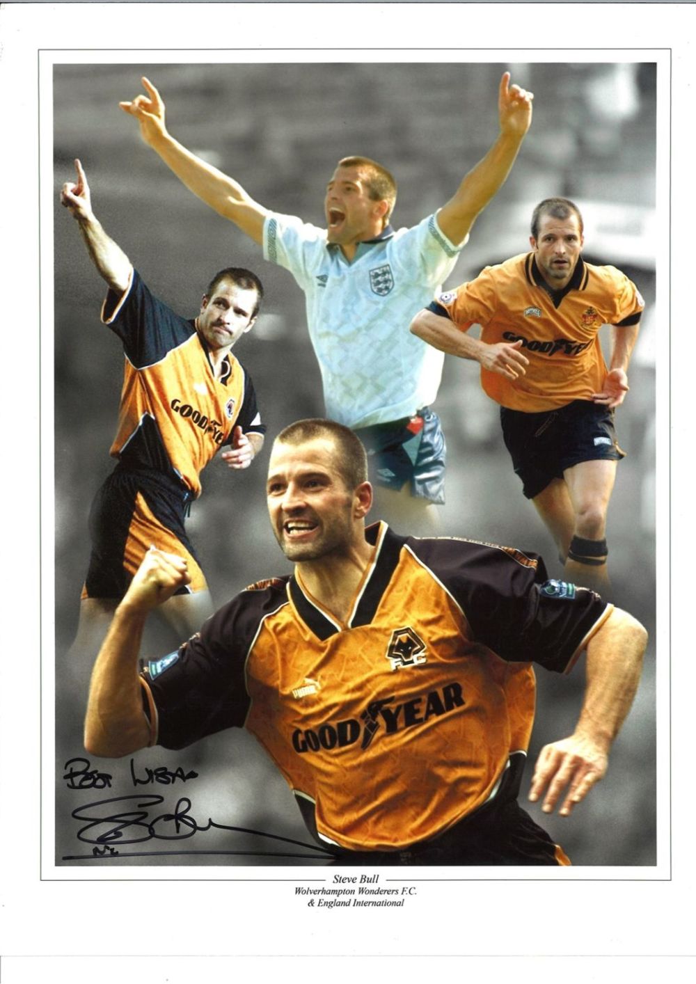 Lot 244: Steve Bull Wolves Signed 16 x 12 colourised...
