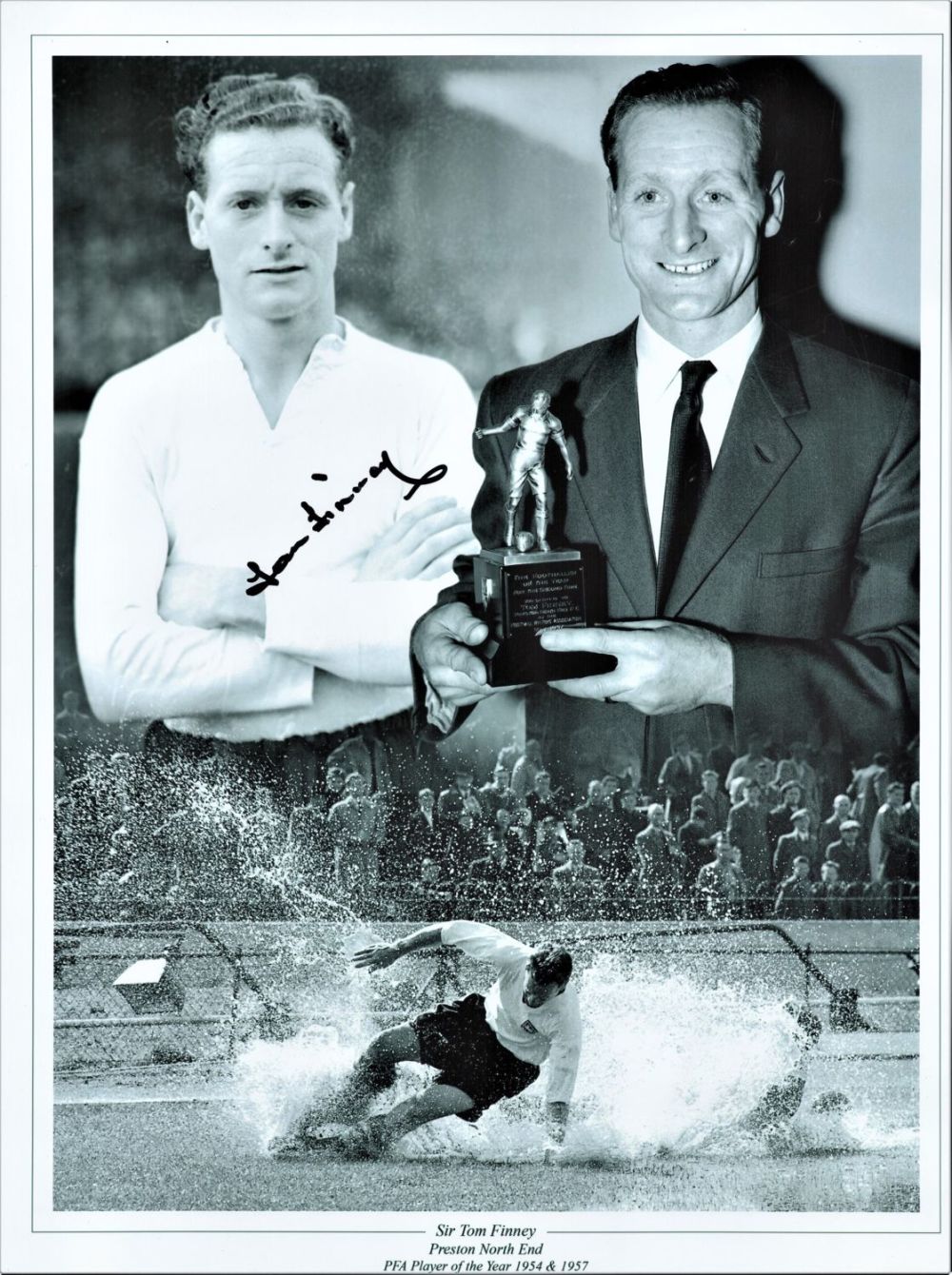 Lot 276: Football, Sir Tom Finney signed 16x12 black and...