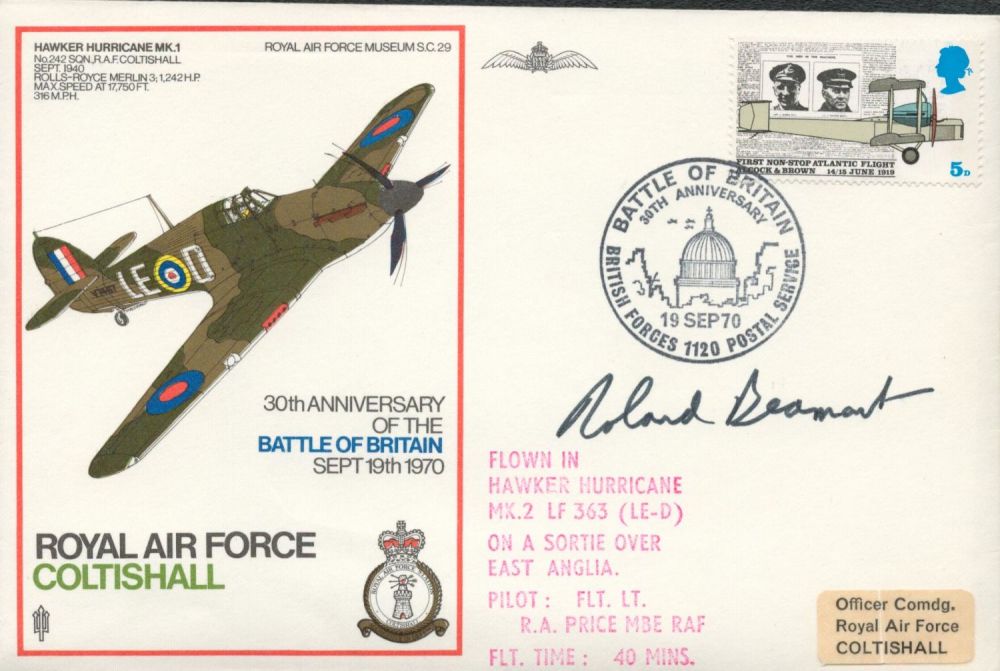 Lot 197: WW2 Wg Cdr Roland Beaumont Signed RAF Coltishall...