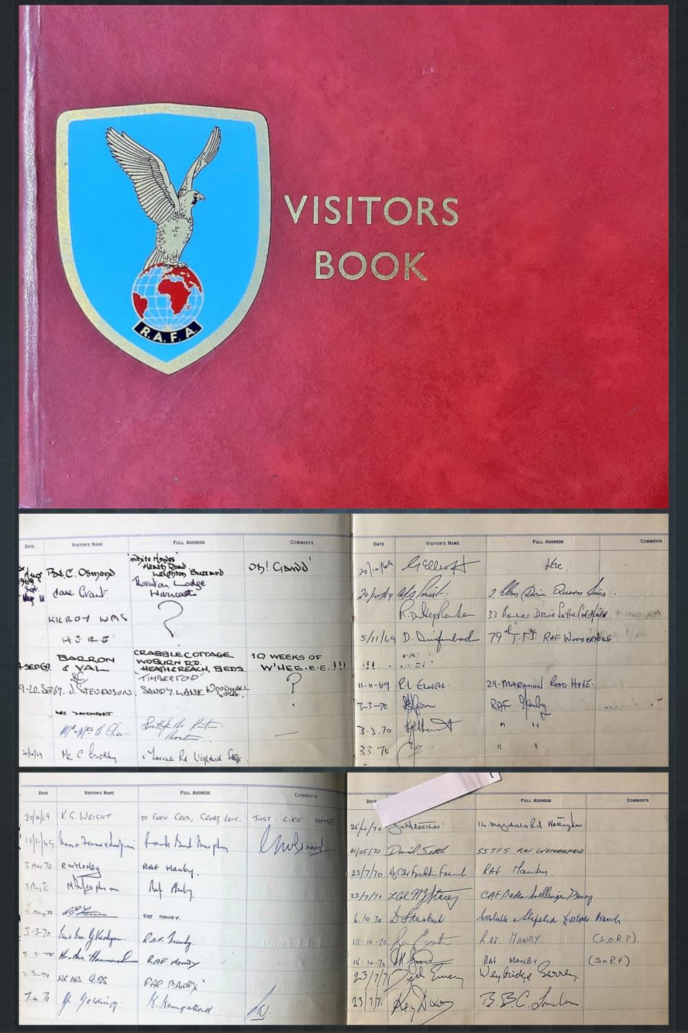 Lot 312: RAFA Visitors Book Signed by RAF Personnel from...