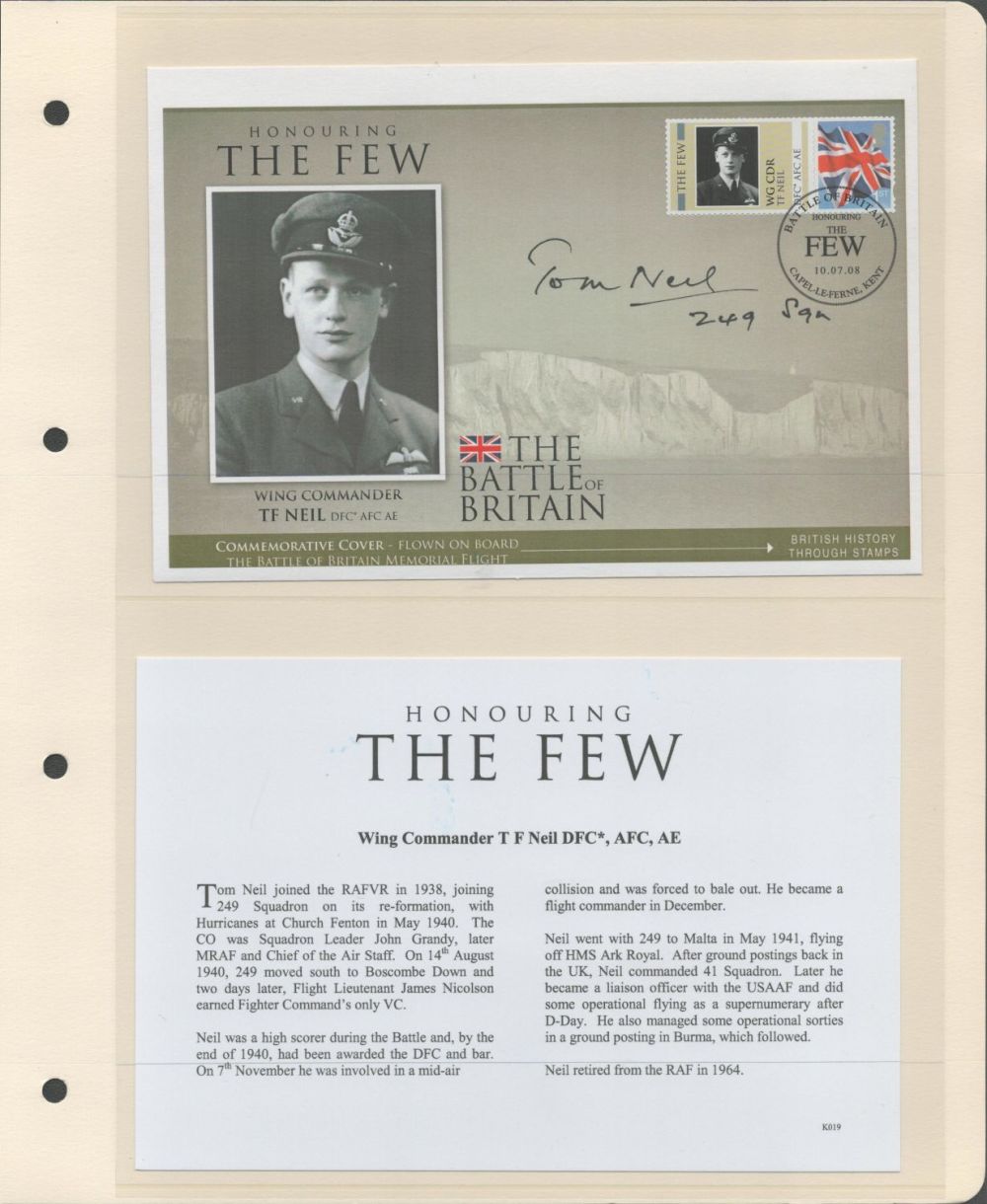 Lot 345: Wg Cdr Tom Neil DFC AFC Signed Battle...