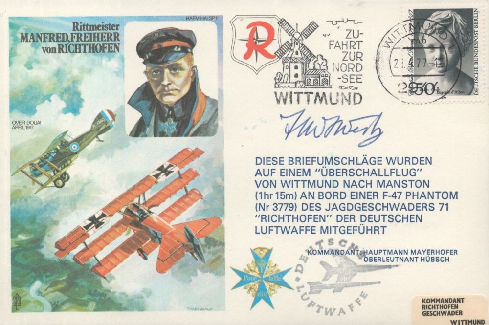 Lot 351: WW2 Manfred Von Richthofen Signed Personal Flown Cover...