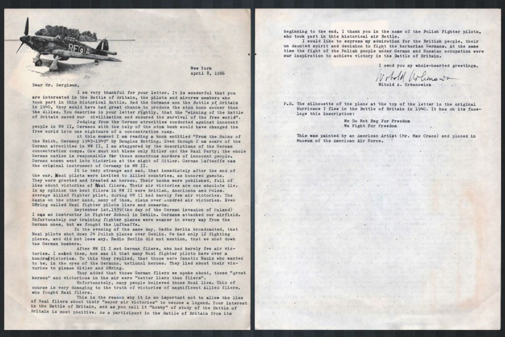 Lot 437: WW2 RAF Air Vice Marshal Witold Urbanowicz Signed...
