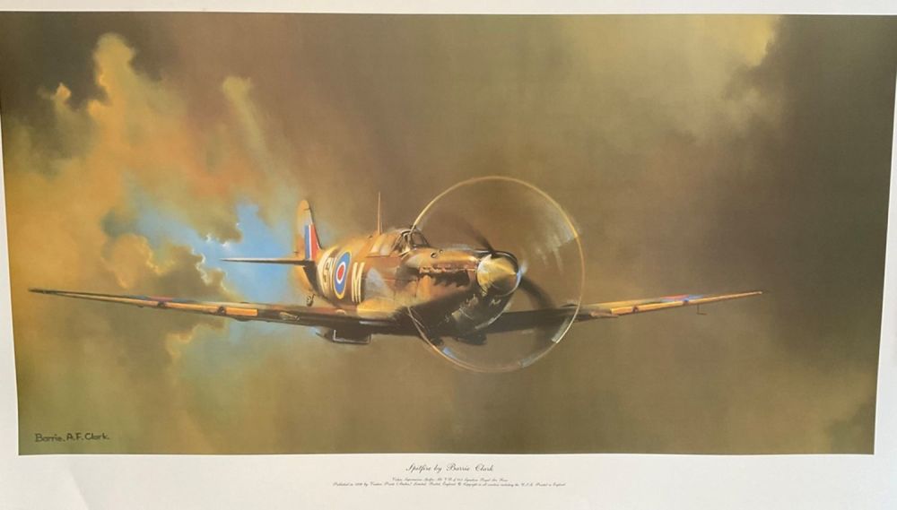 Lot 515: Barrie Clark 40x23 Colour Print titled 'Spitfire'. Print...