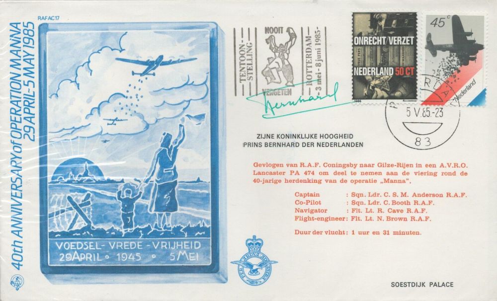 Lot 544: WW2 Prince Bernhard of the Netherlands signed 1985,...