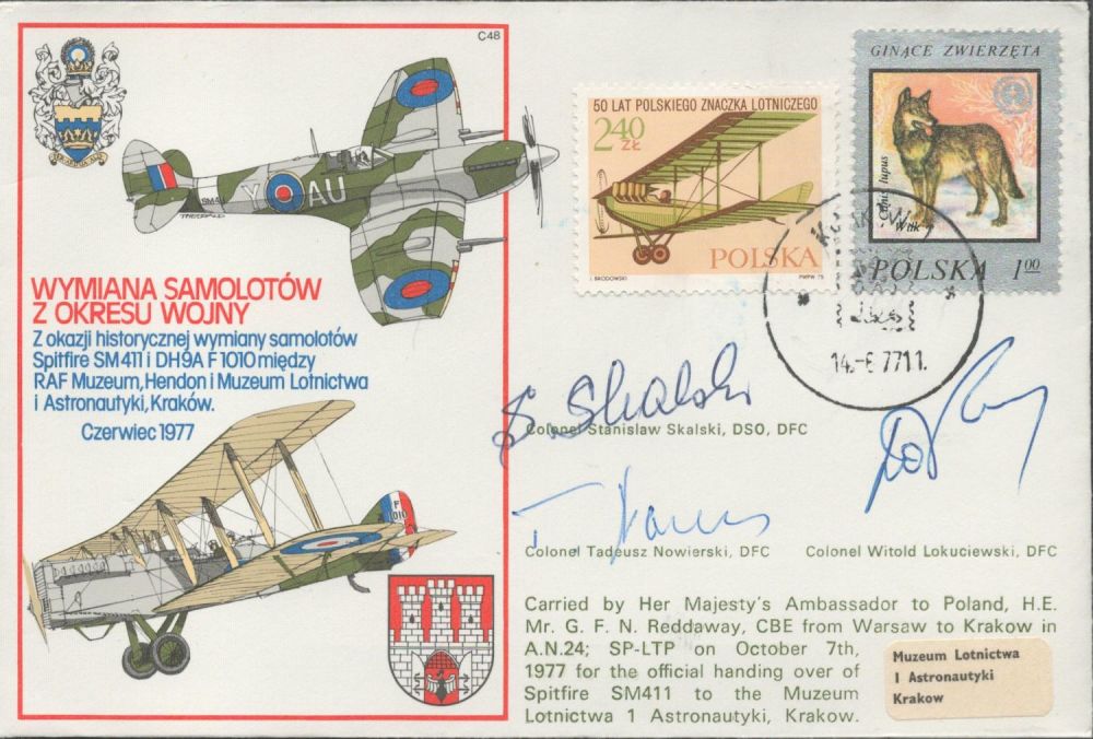 Lot 551: WW2 Five Polish Aces signed 1971 RAF cover....