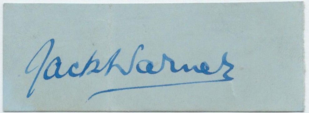 Lot 176: Jack Warner 2x1inch signature piece. Good condition. All...