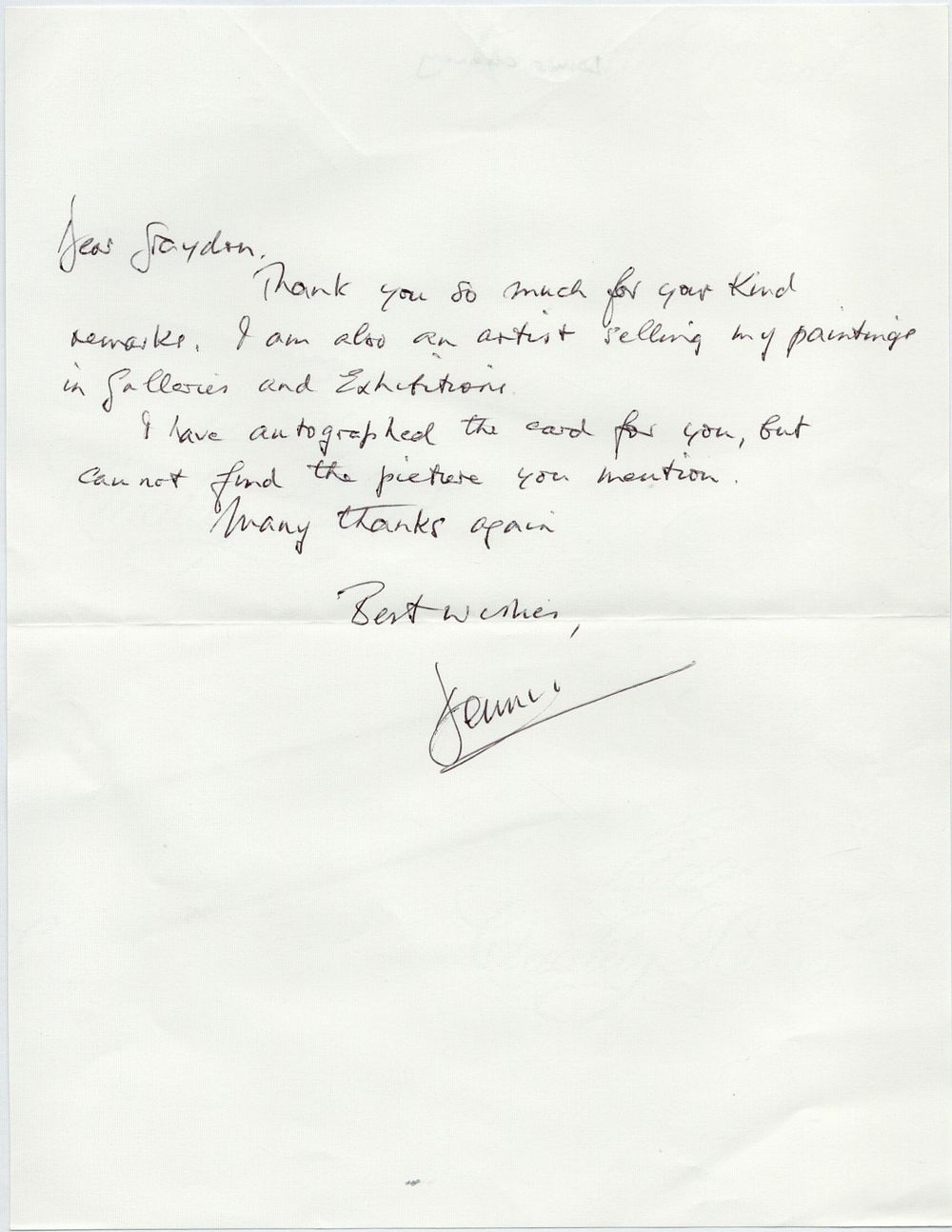 Lot 183: Dennis Chinney ALS. Good condition. All autographs come...