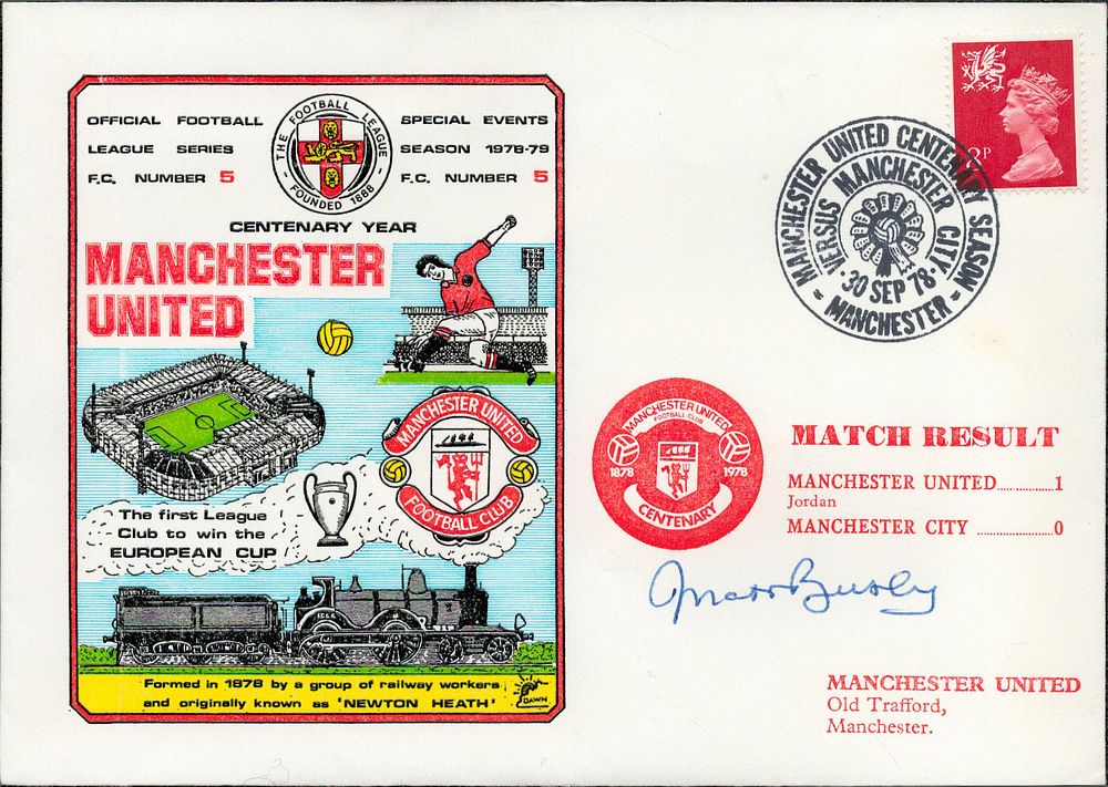 Lot 195: Matt Busby signed Manchester Utd centenary year dawn...