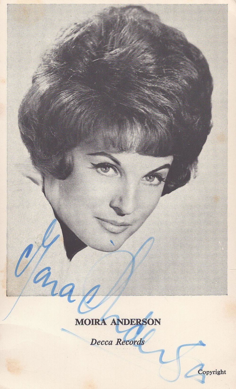 Lot 213: Moira Anderson signed 6x4inch black and white photo....