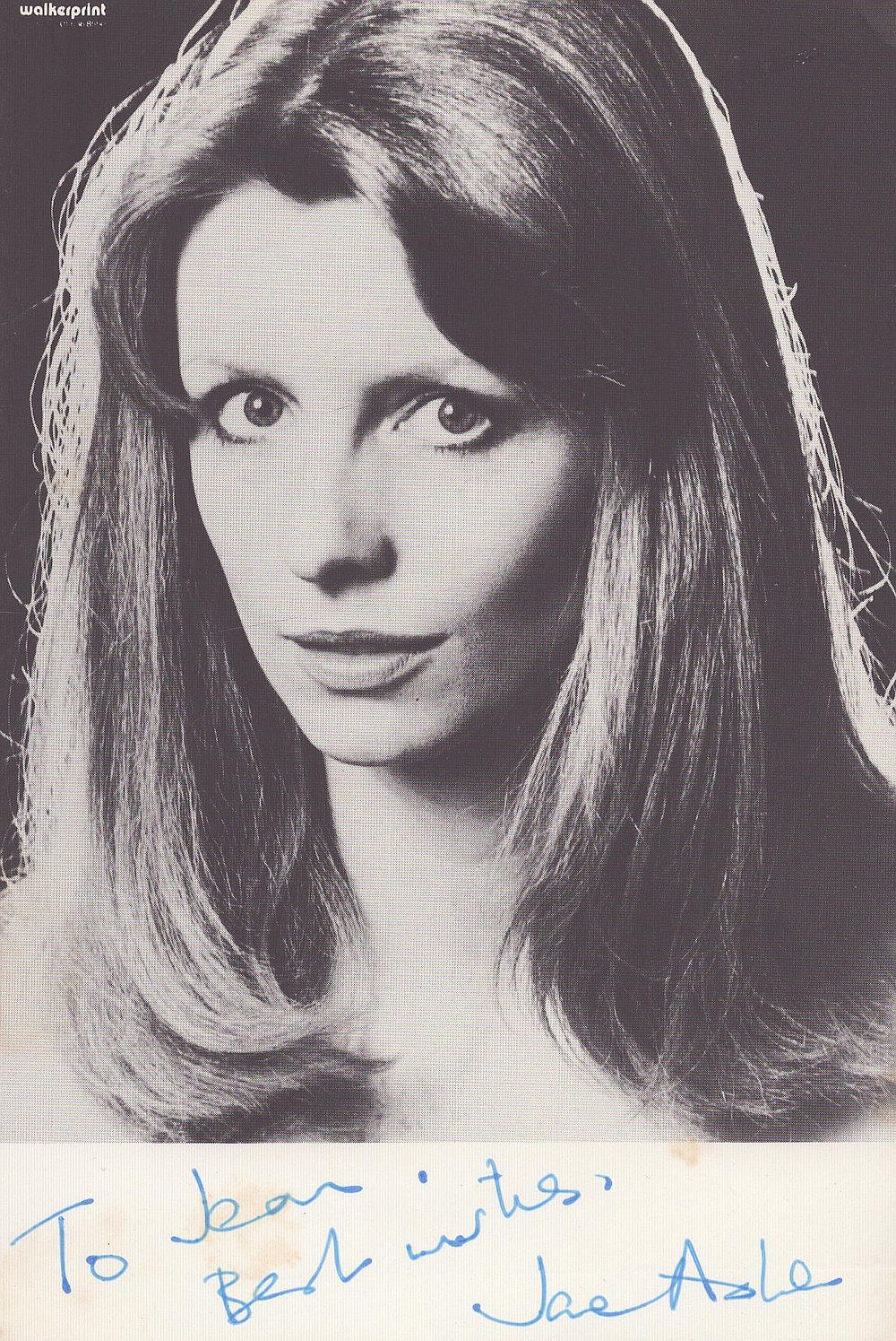 Lot 216: Jane Asher signed 6x4inch black and white photo....
