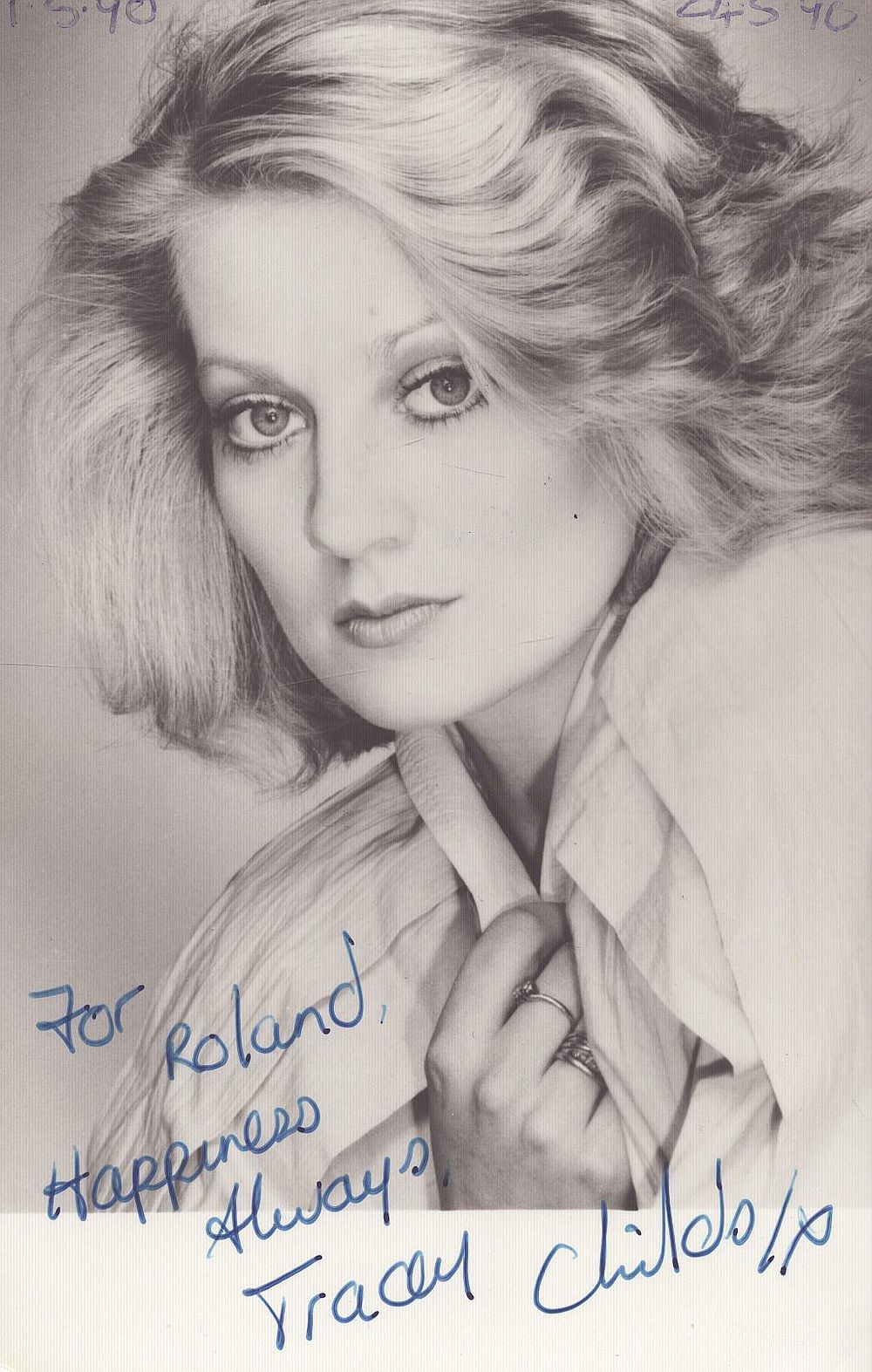 Lot 229: Tracey Childs signed 6x4inch black and white photo....