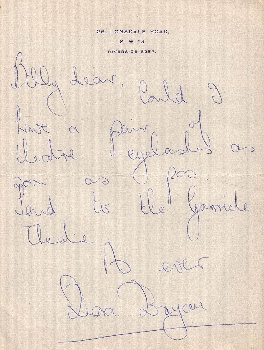 Lot 238: Dora Bryan ALS. Good condition. All autographs come...