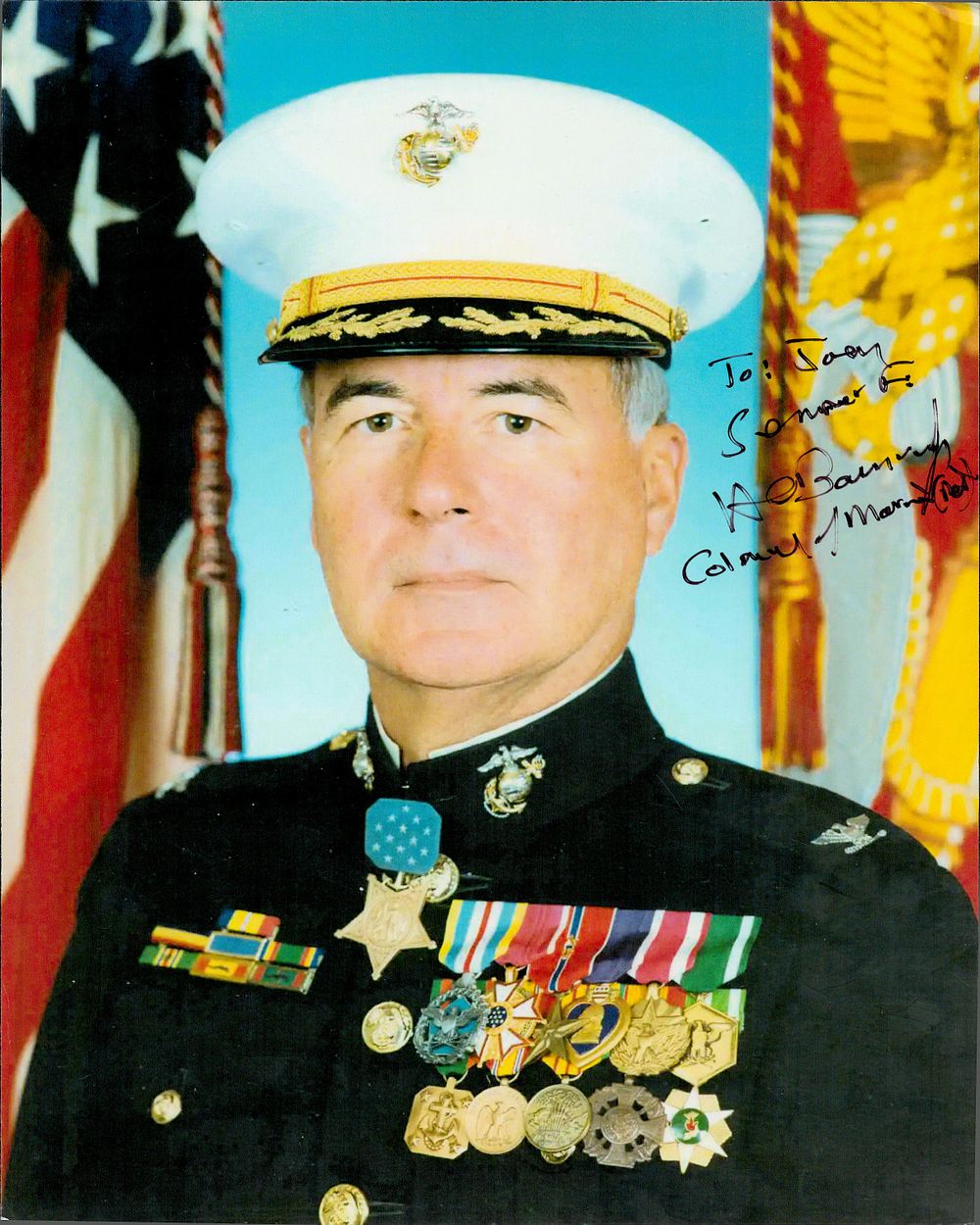 Lot 654: Harvey Barnum MOH winner signed 10x8inch colour photo....