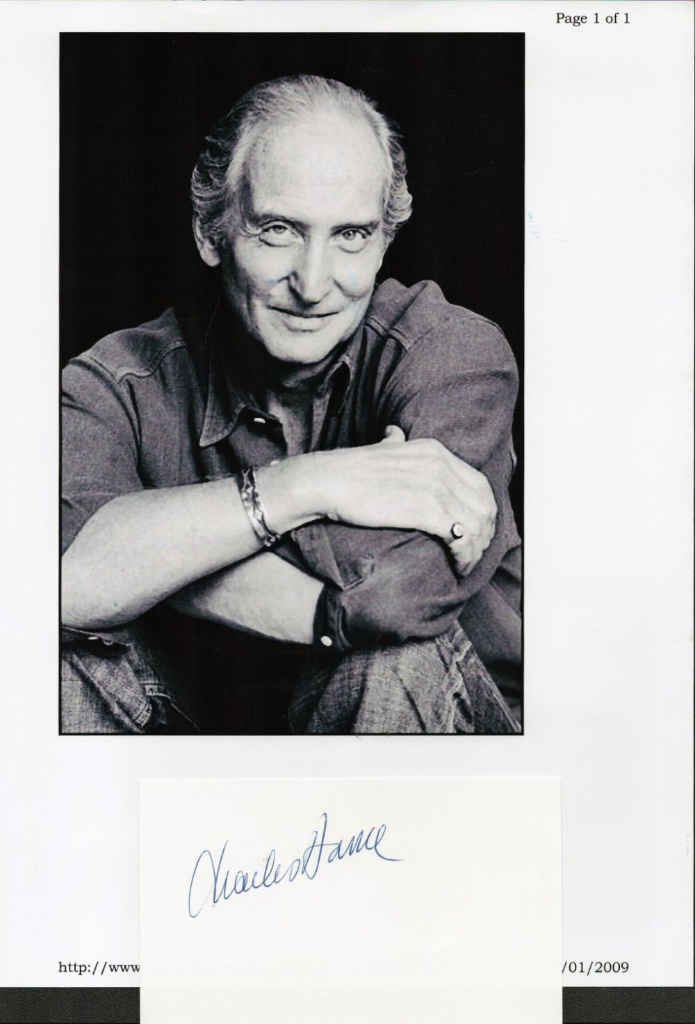 Lot 62: Actor, Charles Dance signature piece featuring an A4...
