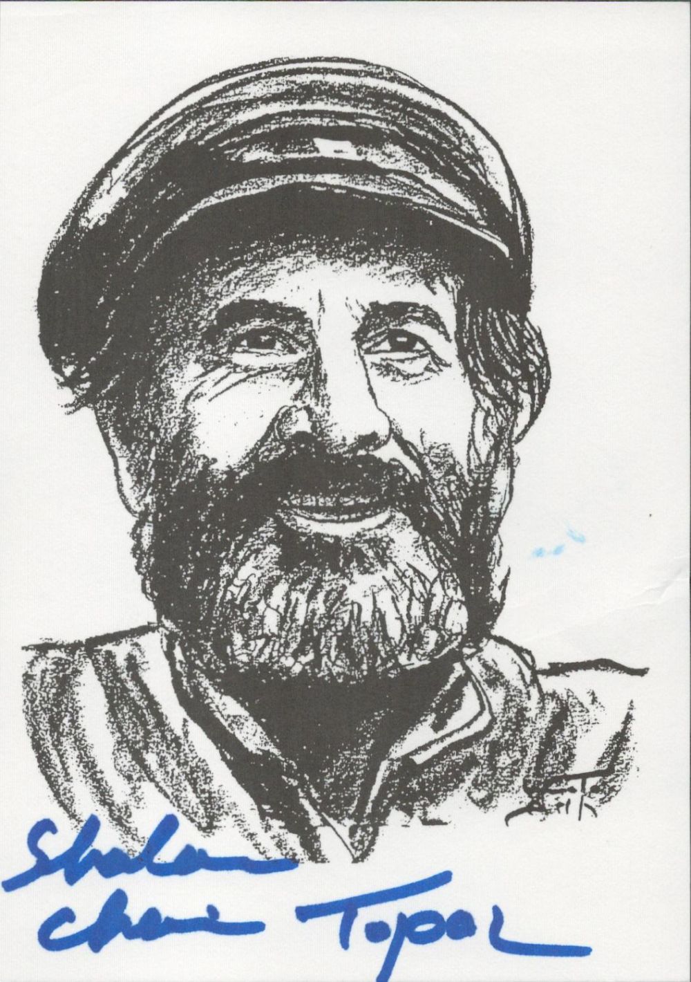 Lot 63: Actor, Chaim Topol signed 6x4 printed drawing from...