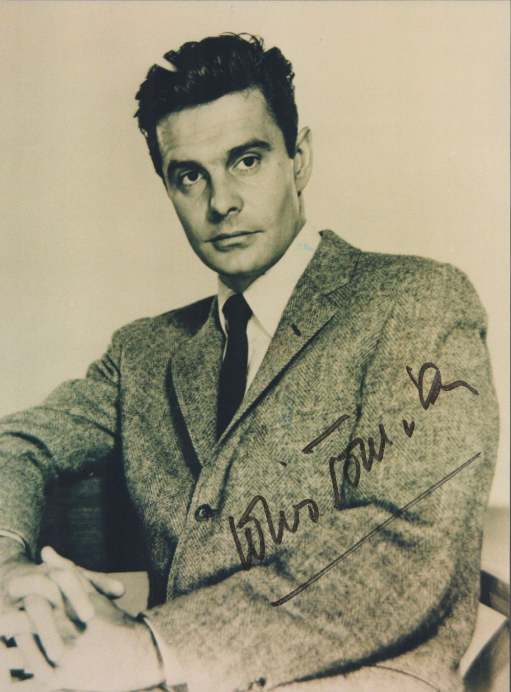 Lot 67: Actor, Louis Jourdan signed vintage black and white...