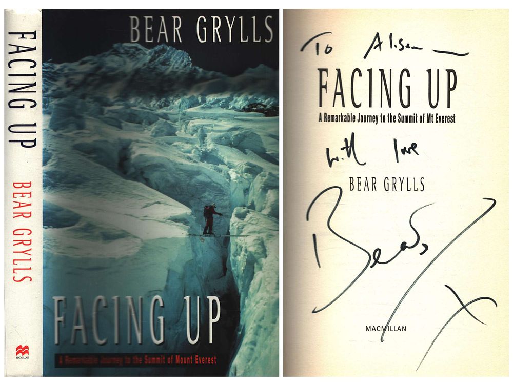 Lot 161: Bear Grylls signed hardback book titled Facing up...