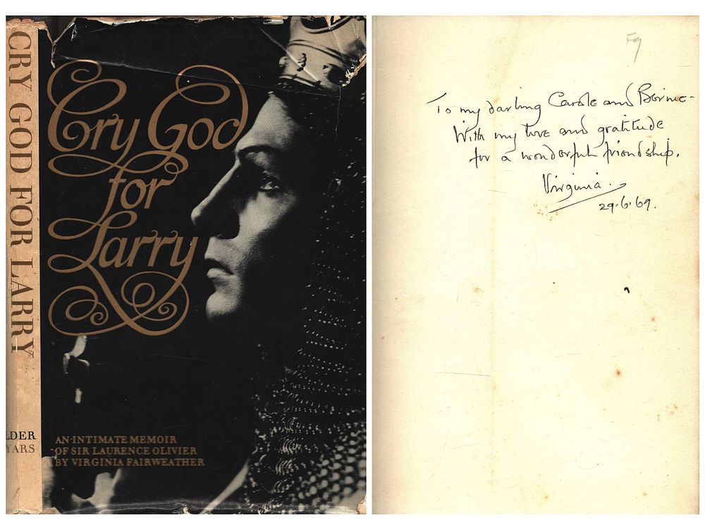 Lot 162: Virginia Fairweather signed hardback book titled Cry God...