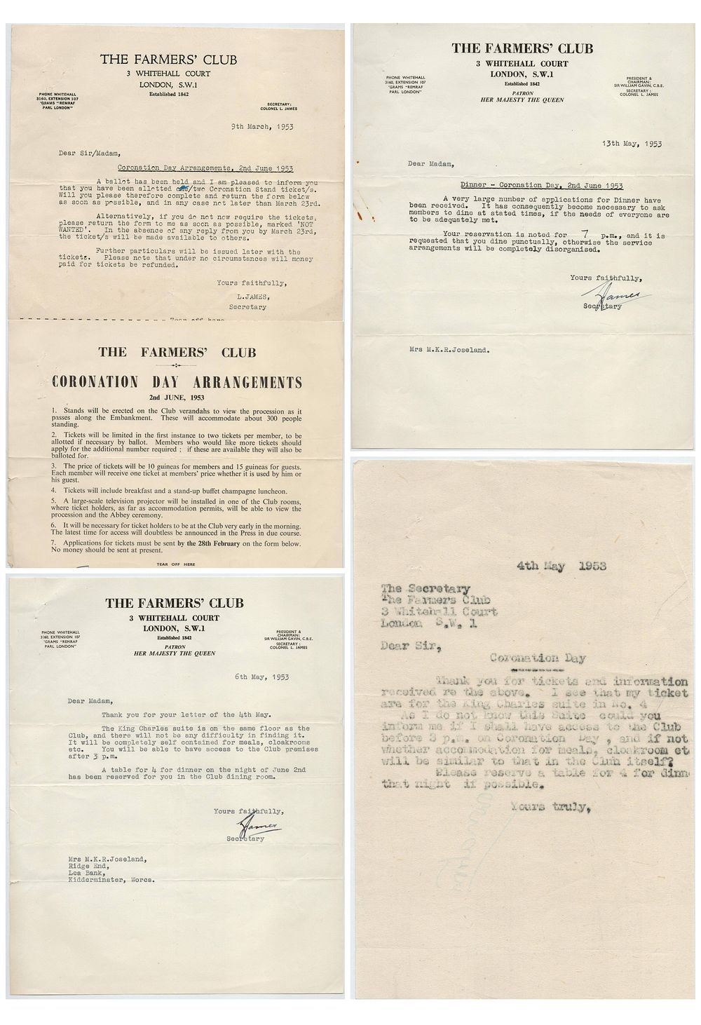 Lot 183: 1953 Document Coronation Day Collection, Farmers Club arrangements...