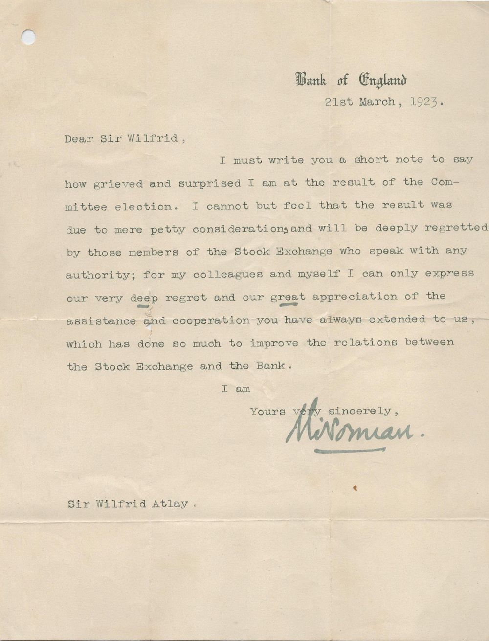 Lot 190: 1923 typed letter dated March 21st 1923 to...